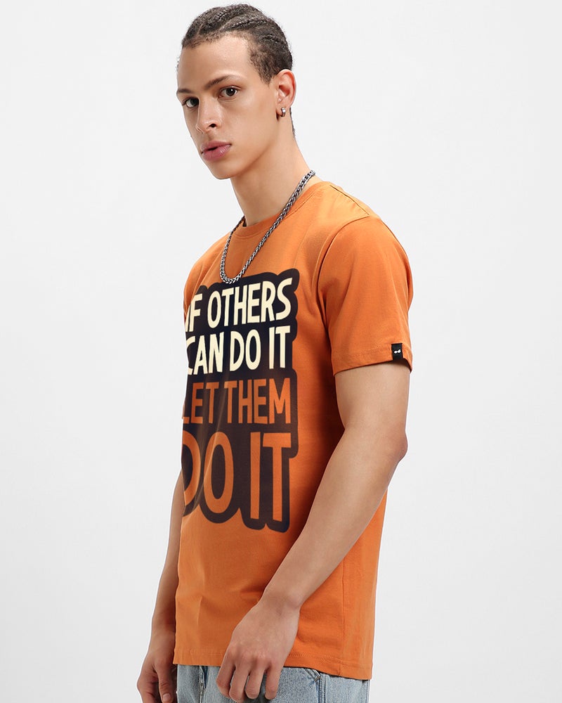 bewakoof Men's Caramel Orange If Others Typography T-shirt - Image 2